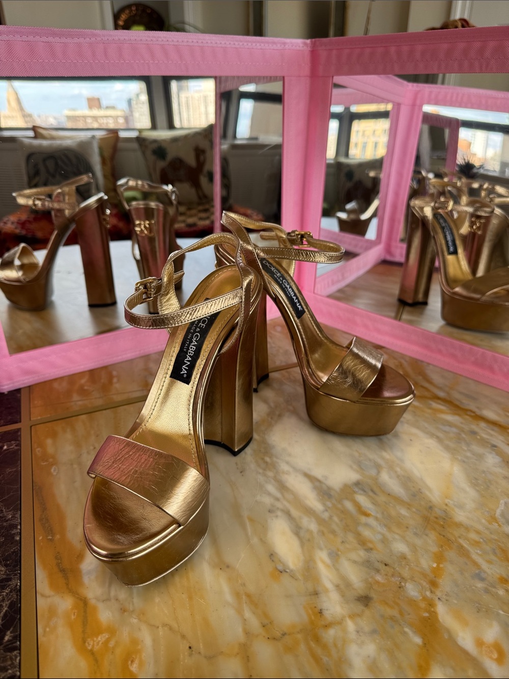 Dolce & Gabbana Metallic Gold Platform Sandals
